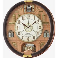 Seiko Melodies In Motion Brown Oval Wall Clock QXM601B