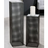 Brockton Glass Metal Set Of 2 Decorative Pillar In Black