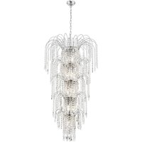 Waterfall 13 Light Crystal Chandelier Chrome Finish, E14