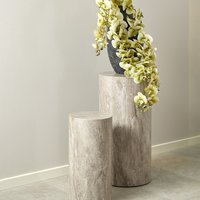 Dania Wooden Round Set Of 2 Pedestal In Grey Marble Effect