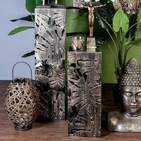Burleson Glass Metal Set Of 2 Decorative Pillar In Bronze