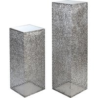 Purley Glass Metal Set Of 2 Decorative Pillar In Silver