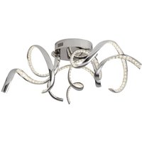 Twirls Integrated LED 3 Light Flush Ceiling Light Chrome, Crystal Glass