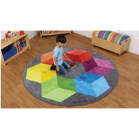 Decorative Rainbow Polygon Circular Classroom Carpet
