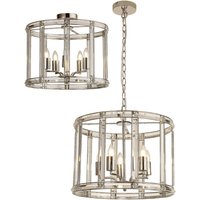 Vestal 48cm Round Drum Pendant/Semi Ceiling, 5 Light E27, Polished Nickel