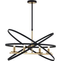 Whitehall Adjustable Rings Pendant, 4 x E14, Gold/Black