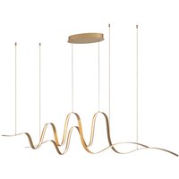 Albany Double Wave Pendant, 1 x 65W LED, Triac Dimmable, 3000K, 3600lm, Gold