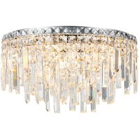 Wayland 45cm Flush Ceiling Light, 9 x G9, IP44, Polished Chrome/Crystal