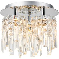 Wayland 30cm Flush Ceiling Light, 3 x G9, IP44, Polished Chrome/Crystal