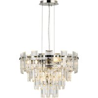 Delmar 41cm Pendant 6 Light E14, Polished Nickel/Clear Glass