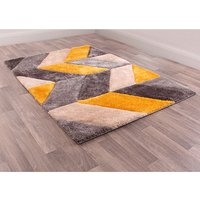 Blazon Polyester 120x170cm 3D Carved Rug In Ochre