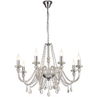 Allegany Ceiling Pendant, 8 Light E14, Polished Chrome, Clear Glass, Crystal, (ITEM REQUIRES CONSTRUCTION, CONNECTION)