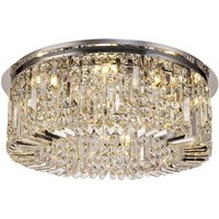 Wethersfield 65cm Round Flush Chandelier, 8 Light E14, Polished Chrome, Crystal