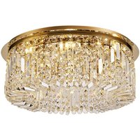 Wethersfield 65cm Round Flush Chandelier, 8 Light E14, Gold, Crystal