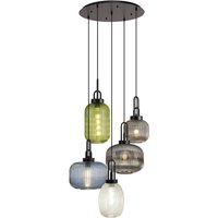 Yorktown 2.5m 5 Light Round With Multiple Shades & Colours, 5 Light E27, Matt Black