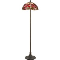 Worcester 2 Light Stepped Design Floor Lamp E27 With 40cm Tiffany Shade, Purple, Pink, Crystal, Aged Antique Brass