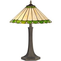 Worcester 2 Light Octagonal Table Lamp E27 With 40cm Tiffany Shade, Green, Crystal, Aged Antique Brass