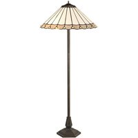 Worcester 2 Light Octagonal Floor Lamp E27 With 40cm Tiffany Shade, Grey, Crystal, Aged Antique Brass