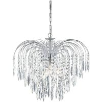 Waterfall 5 Light Crystal Chandelier Chrome Finish, E14