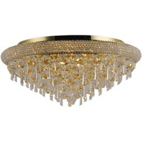 Alexandra Flush Ceiling 9 Light French Gold, Crystal