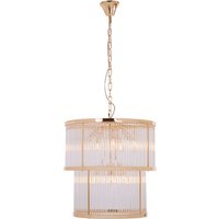 Salas Ribbed Pattern 2 Tier Chandelier Light In Gold