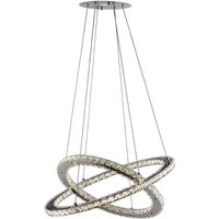 Clover LED 2 Light Clear Glass Ring Pendant Light In Chrome