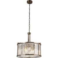 Victoria 5 Light Clear Crystal Pendant Light In Antique Brass