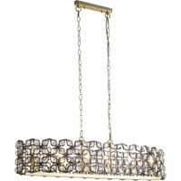 Iris 6 Light Crystal Frame Bar Pendant Light In Black And Brass