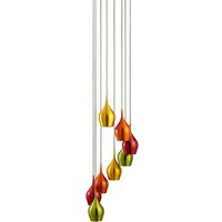 Vibrant 8 Lamp Ceiling Pendant With Multi Drop Coloured Shades
