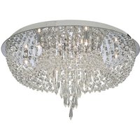 Bijoux 10 Lamp Chrome Ceiling Light With Crystal Trimmings