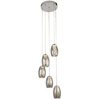 Cyclone Multi Drop 5 Pendant Light In Chrome With Smoked Glass