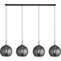 Amsterdam Bar 4 Pendant Light In Matt Black With Smoked Glass