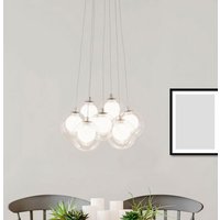 Cluster LED Ball 7 Pendant Light In Chrome With Clear Glass