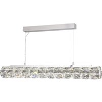 Remy LED Tube Bar Pendant Light In Chrome With Crystal Trim