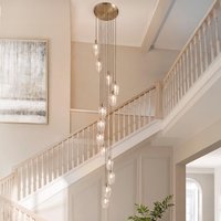 Allston 13 Light Glass Pendant Ceiling Light In Antique Brass