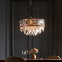 Bemidji 9 Light Crystal Clear Pendant Ceiling Light In Brushed Brass