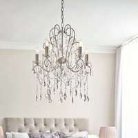 Baraboo 5 Light Glass Pendant Ceiling Light In Aged Silver