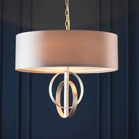 Carson Large Mink Fabric Pendant Light In Antique Silver