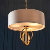 Carson Small Mink Fabric Pendant Light In Antique Gold