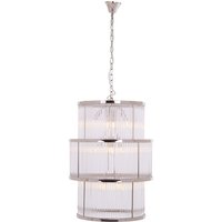 Salas Large Ribbed Pattern 3 Tier Chandelier Light In Nickel