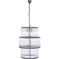 Salas Large Ribbed Pattern 3 Tier Chandelier Light In Black