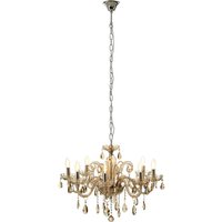 Murato 8 Bulb Cognac Crystal Chandelier Light Carved In Chrome