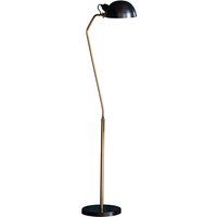 Largo Task Floor Lamp In Satin Black And Aged Brass