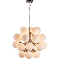 Oscar 28 Lights Gloss Opal Glass Pendant Light In Satin Nickel