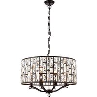 Belle 8 Lights Faceted Glass Pendant Light In Dark Bronze