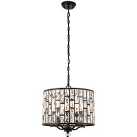 Belle 5 Lights Faceted Glass Pendant Light In Dark Bronze