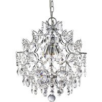 Harrietta 3 Lights Crystal Drops Pendant Light In Chrome