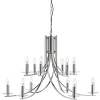 Ascona 12 Lights Clear Glass Pendant Light In Satin Silver