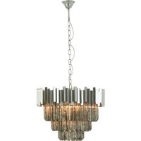 Lawton Small Mirrored Glass Chandelier Ceiling Light In Nickel