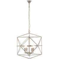 Kamloops Hexagonal Chandelier Ceiling Light In Silver Nickel